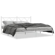 Vidaxl Kovinski posteljni okvir z vzglavjem bel 180x200 cm