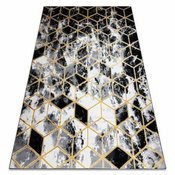 eoshop Moderna preproga 3D GLOSS 409A 82 Cube elegantna, glamur, art deco črna/zlata/siva ( - Velikost: 80x250 cm)