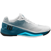 Wilson Rush Pro 4.0 Clay Mens Tennis Shoe White/Blue Coral/Blue Atoll 45 1/3