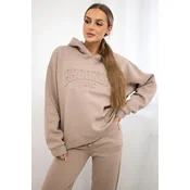 Insulated cotton set, sweatshirt + trousers Brooklyn dark beige