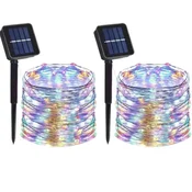 KJB Solarna svetlobna veriga 32 m, 300 LED, večbarvna svetloba, 2 kosa