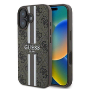 slomart Etui Guess 4G Printed Stripes MagSafe za iPhone 16 Plus - rjavo