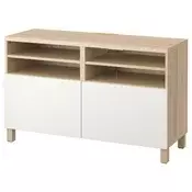 BESTA TV stalaža s vratima, belo b. im. hrastovine/Lappviken/Stubbarp bela, 120x42x74 cm