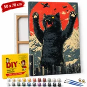 ERS Slika po številkah z okvirjem Godzilla the Cat 50x70 cm