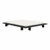Črna zakonska postelja iz borovega lesa z rešetko 160x200 cm Japan - Karup Design