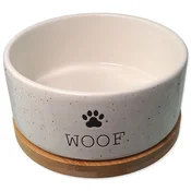 Dog Fantasy MIŠKA DOG FANTASY keramická bílá WOOF s podtáckem 16 x 6,5 cm 850 ml