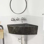 vidaXL Stenski viseči kotni umivalnik Siva (38-45) x (38-45) x 12 cm
