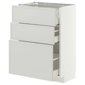 METOD / MAXIMERA Podni element s 3 ladice, bijela/Aspudden svijetlo siva, 60x37 cm