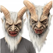 Korbi Latexová maska – Krampus/Diabol/démon s rohmi, kostým na Halloween alebo tematickú párty