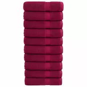 shumee Premium brisače 10 kosov bordo 70x140 cm 600 g/m2 100 % bombaž
