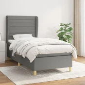 Greatstore Box spring postelja z vzmetnico temno siva 90x190 cm blago
