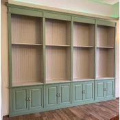 Casa Padrino country style cabinet green/beige 421 x 52 x H. 323 cm - Huge solid wood cabinet with 8 doors - Solid wood furniture - Country style furniture