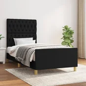 shumee vidaXL Posteljni okvir brez vzmetnice črne barve 90x190 cm blago