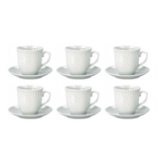 ADTREND Set skodelica za čaj s podstavkom/6 kos/bela/porcelan