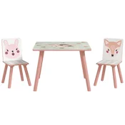 Homestar Otroška miza in stol komplet 60x60x44 cm roza
