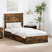 Krevet s od storage s uzglavljem Dimljeni hrast 100 x 200 cm