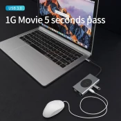 Docking station / HUB Type-C na LAN Gb/ Wireless PC/ SD card/ TF/ Type-C/ 3xUSB 3.0/ 2xUSB 2.0/ Audio/ HDMI i VGA 13 u 1 20cm kabl