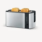 Severin AT2590 toaster z dolgima režama (4 rezine), 1400 W, inox/črn