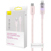Fast Charging cable Baseus USB-C to Lightning Explorer Series 1m, 20W, pink (6932172629076)