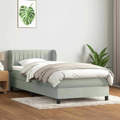 vidaXL vidaXL Box spring postelja z vzmetnico svetlo siva 80x220 cm žamet, (21793019)