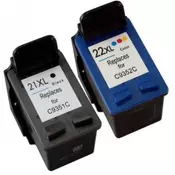 HP - komplet kartuš za HP C9351CE nr.21XL (črna) + C9352AE nr.22 XL (barvna), kompatibilen