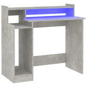 MAISON CHIC Pisalna miza - pisarniška miza - Računalniška miza z LED lučkami betonsko siva 97x45x90 cm inž. les, (21785688)