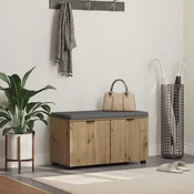 vidaXL Haldna klop z blazino z vrati Umetni hrast 80 x 38 x 46 cm