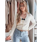 Sweter damskie krótki one size z kokardką LAMURE ecru Dstreet