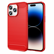 Ovitek za iPhone 14 Pro Max Carbon vzorec, rdeč