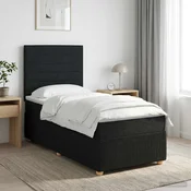 vidaXL Postelja boxspring z vzmetnico Črna 100 x 200 cm Blago