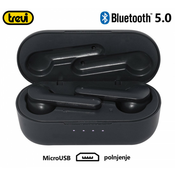 TREVI HMP 12E07 AIR mini Bluetooth 5.0 slušalke z mikrofonom, TWS, polnilna enota, touch kontrola, črne