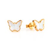 Memoire Small Butterfly MoP Naušnice - Yellow Gold Plated