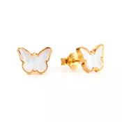 Memoire Small Butterfly MoP uhani - Yellow Gold Plated