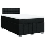 Vidaxl Box spring postelja z vzmetnico črna 120x190 cm blago