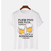 MAFIMI Majica Pijem pivo dva puta godišnje, Bela