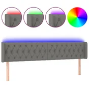 Vidaxl LED posteljno vzglavje temno sivo 203x16x78/88 cm blago