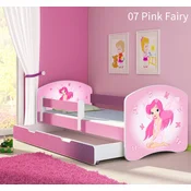 Djecji krevet ACMA s motivom, bocna roza + ladica 140x70 cm 07 Pink Fairy