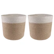Set saksija za biljke 2 pcs Prirodna i bijela O 21 x 21 cm