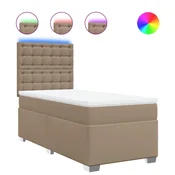 Vidaxl Box spring postelja z vzmetnico kapučino 100x200cm umetno usnje