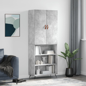 Greatstore Visoka komoda betonsko siva 69,5x34x180 cm inženirski les