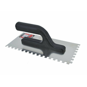 Inox zidarska gladilka zobata 270mm - PVC ročka