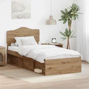Vidaxl Konstrukcija postelje Oreh 75 x 190 cm Masivno borovo les