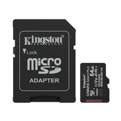Kingston sdcs3/64gb/microsdxc/64gb/class10 u1/80mb/s-10mb/s+adapter Memorije kartice ( SDCS3/64GB )