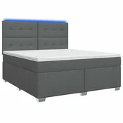vidaXL Postelja boxspring z vzmetnico Temno siva 160 x 200 cm Blago