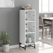 Vidaxl Visoka omara s steklenimi vrati bela 35x37x120 cm