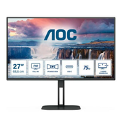 Monitor AOC 68,6 cm (27,0) 27V5CE 1920x1080 75Hz IPS 1ms HDMI USB-C 65W 4xUSB3,2 Zvočniki 3H sRGB123% FreeSync