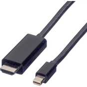 VALUE Value Mini-DisplayPort / HDMI adapterski kabel mini DisplayPort vtič\, HDMI-A vtič 1.00 m črna 11.99.5795 zaščiten DisplayPort kabel, (20415506)