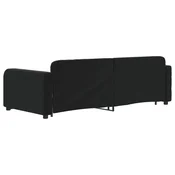 Greatstore Izvlečna dnevna postelja s predali črna 90x200 cm žamet