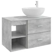 Vidaxl Komplet pohištva za kopalnico 2 pcs Betonsko siva