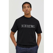 Pamucna majica Iceberg za muškarce, boja: crna, s tiskom